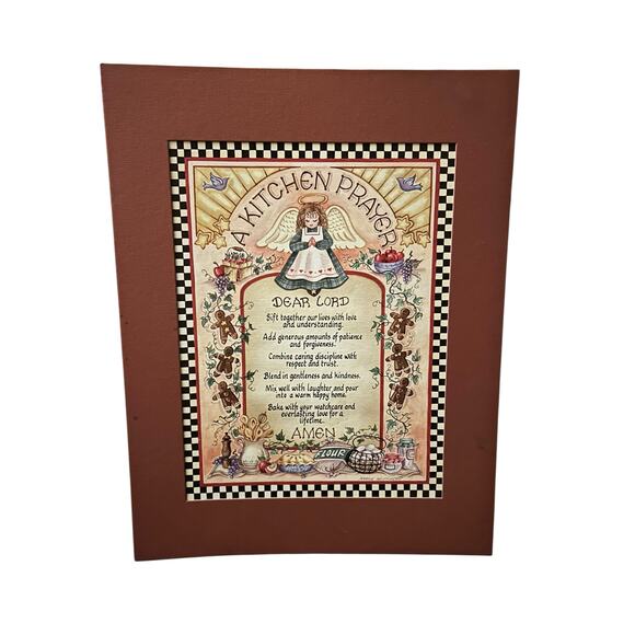 Home Interiors Frame Mat "Kitchen Prayer" Picture Angel 16x20 Margie Whittington - Picture 1 of 3